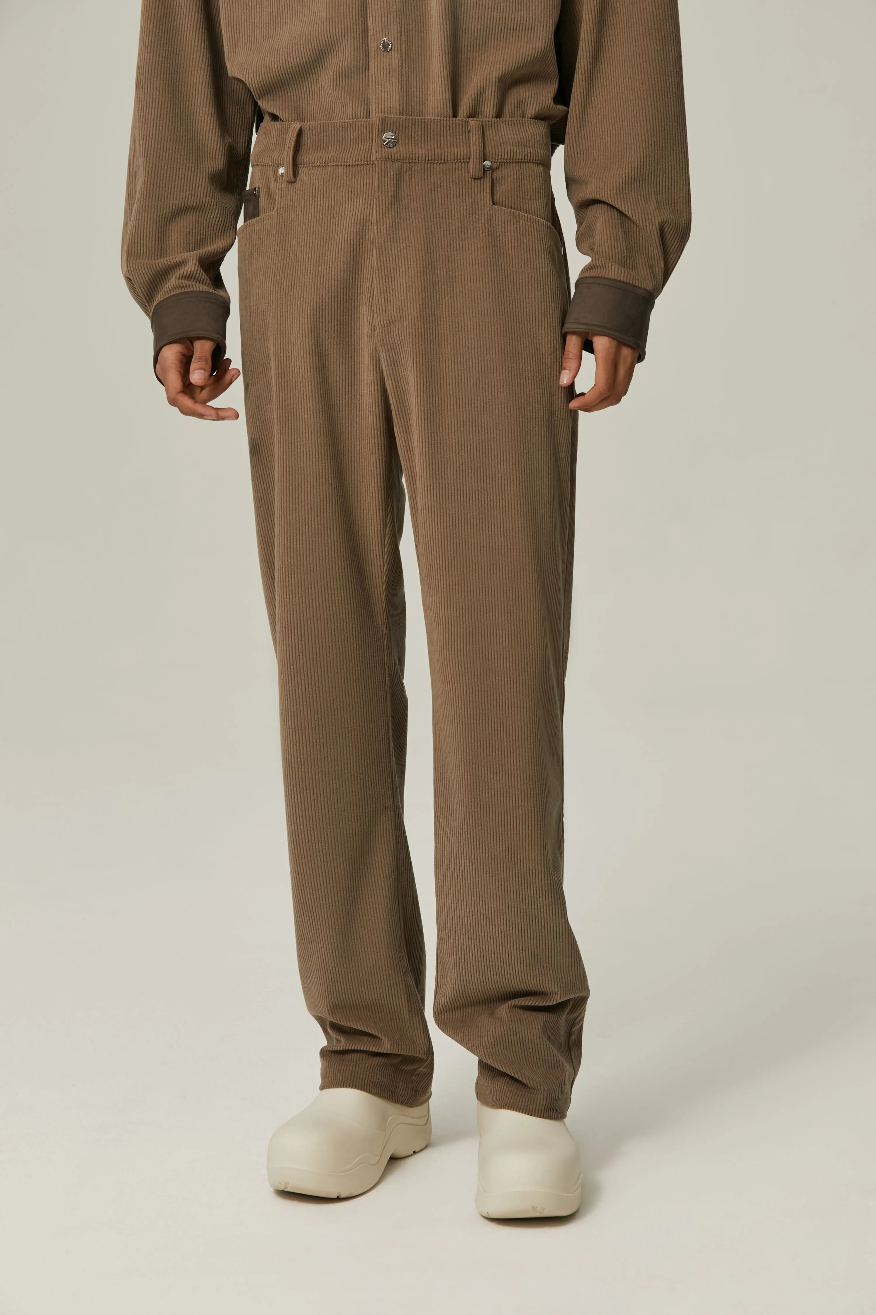 Grayish Brown Corduroy Trousers
