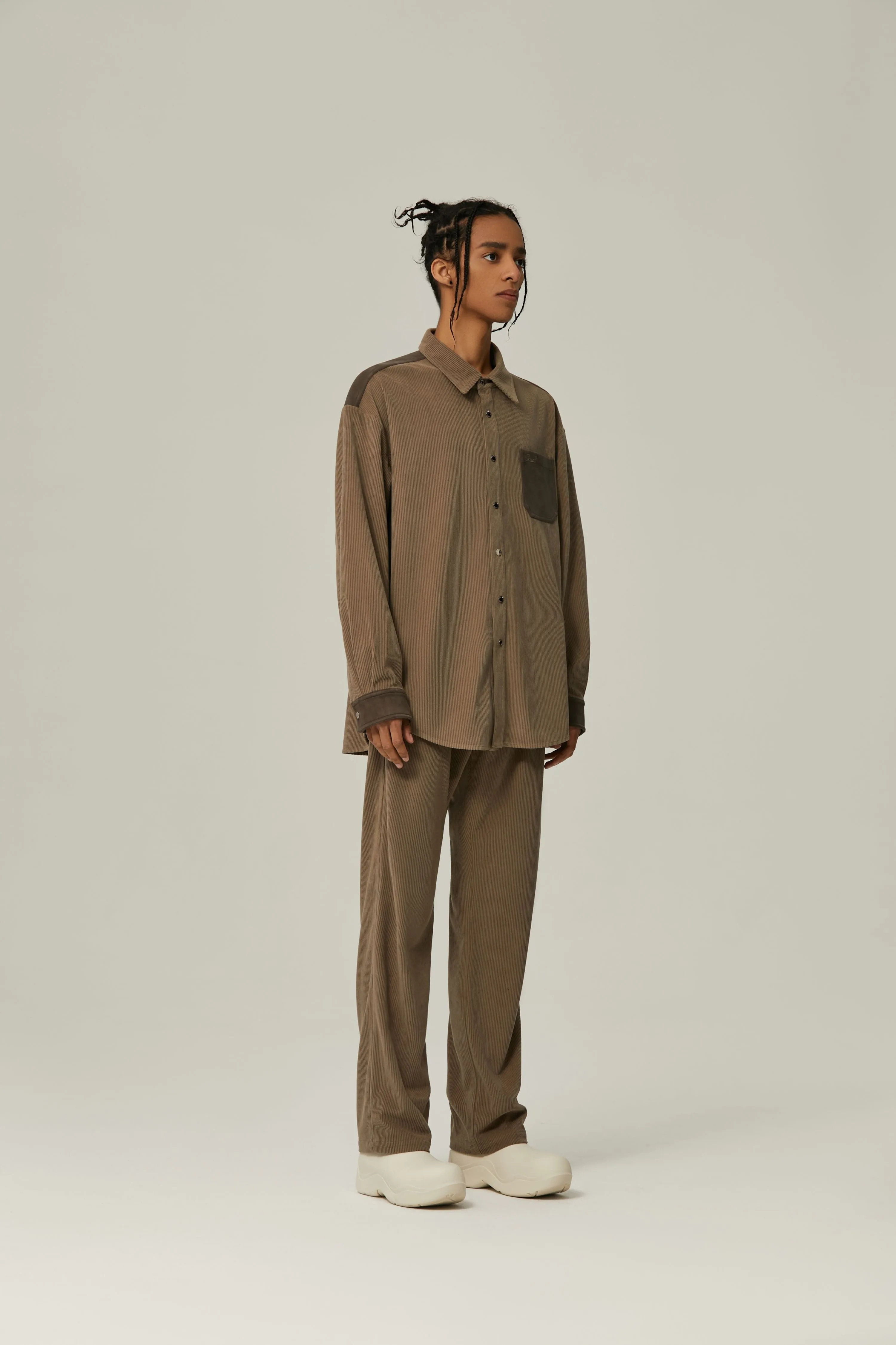 Grayish Brown Corduroy Trousers