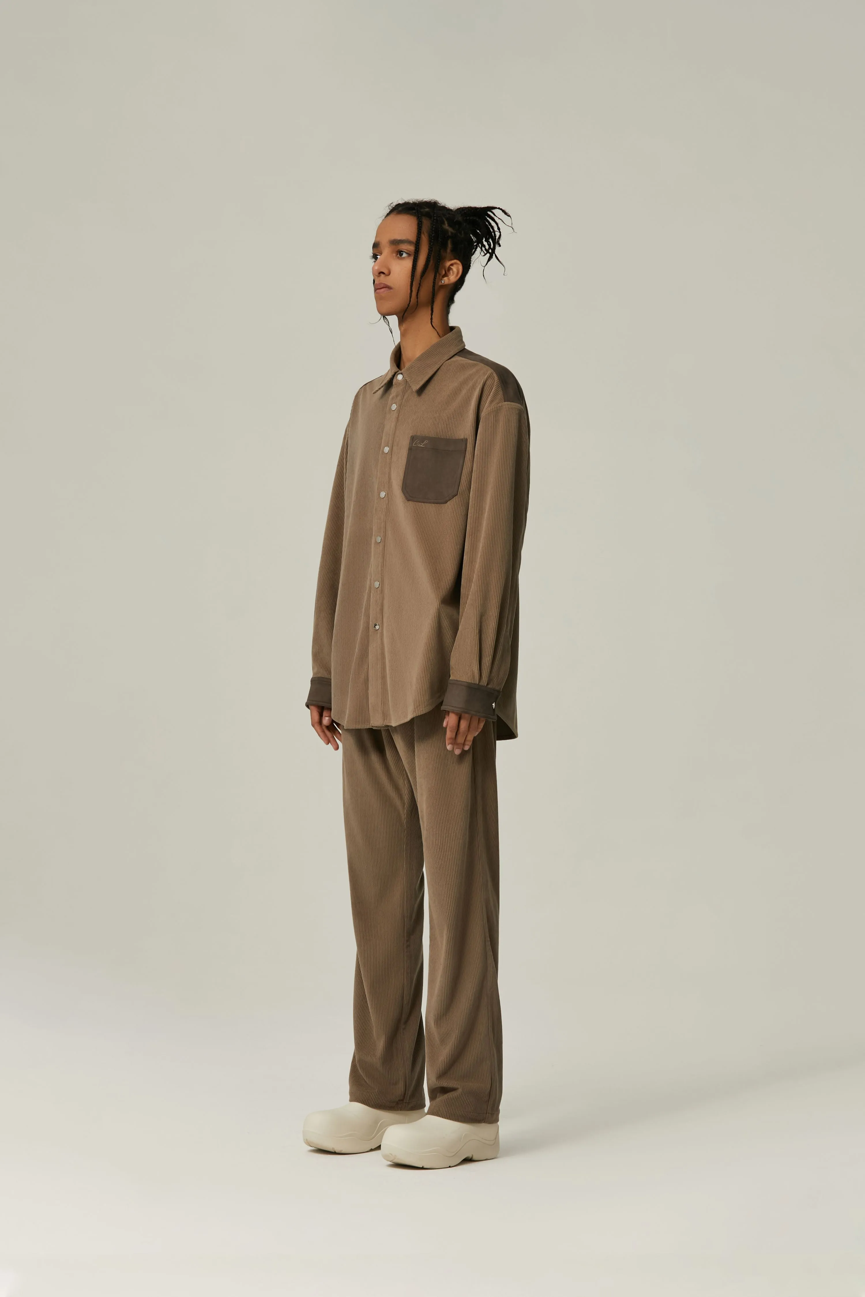 Grayish Brown Corduroy Trousers