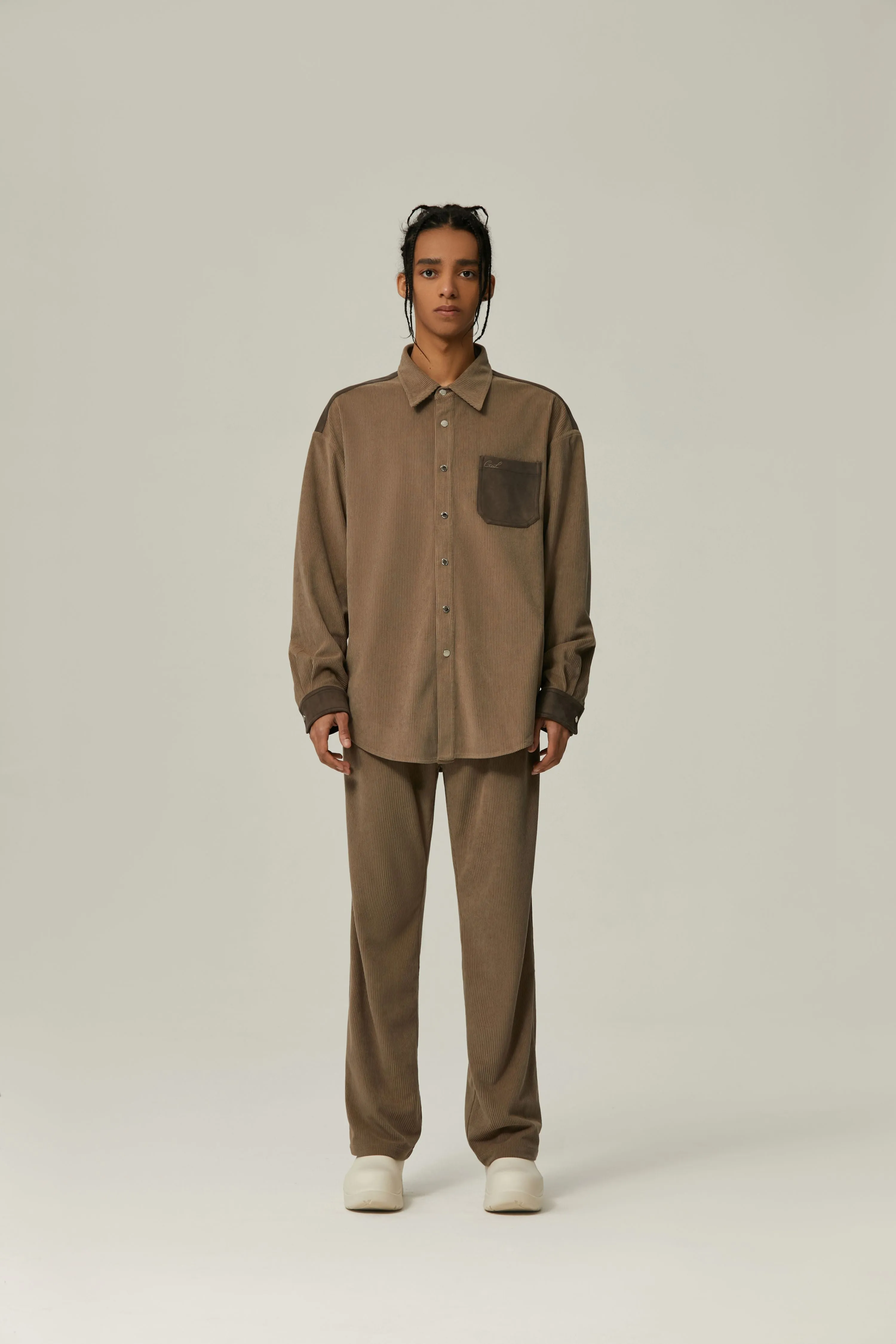 Grayish Brown Corduroy Trousers