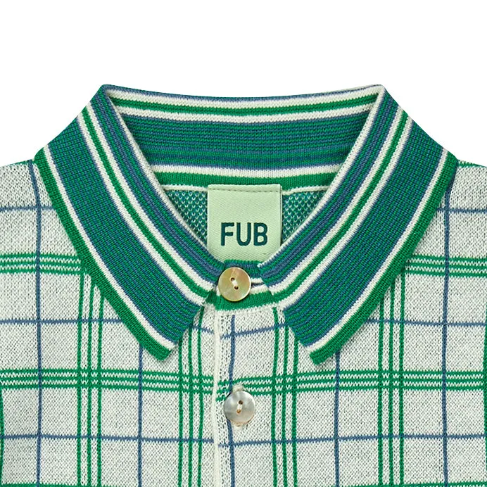 Green Knitted Plaid Cotton T-Shirt
