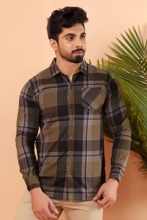 Green Plaid Casual Shirt FS Regular Fit