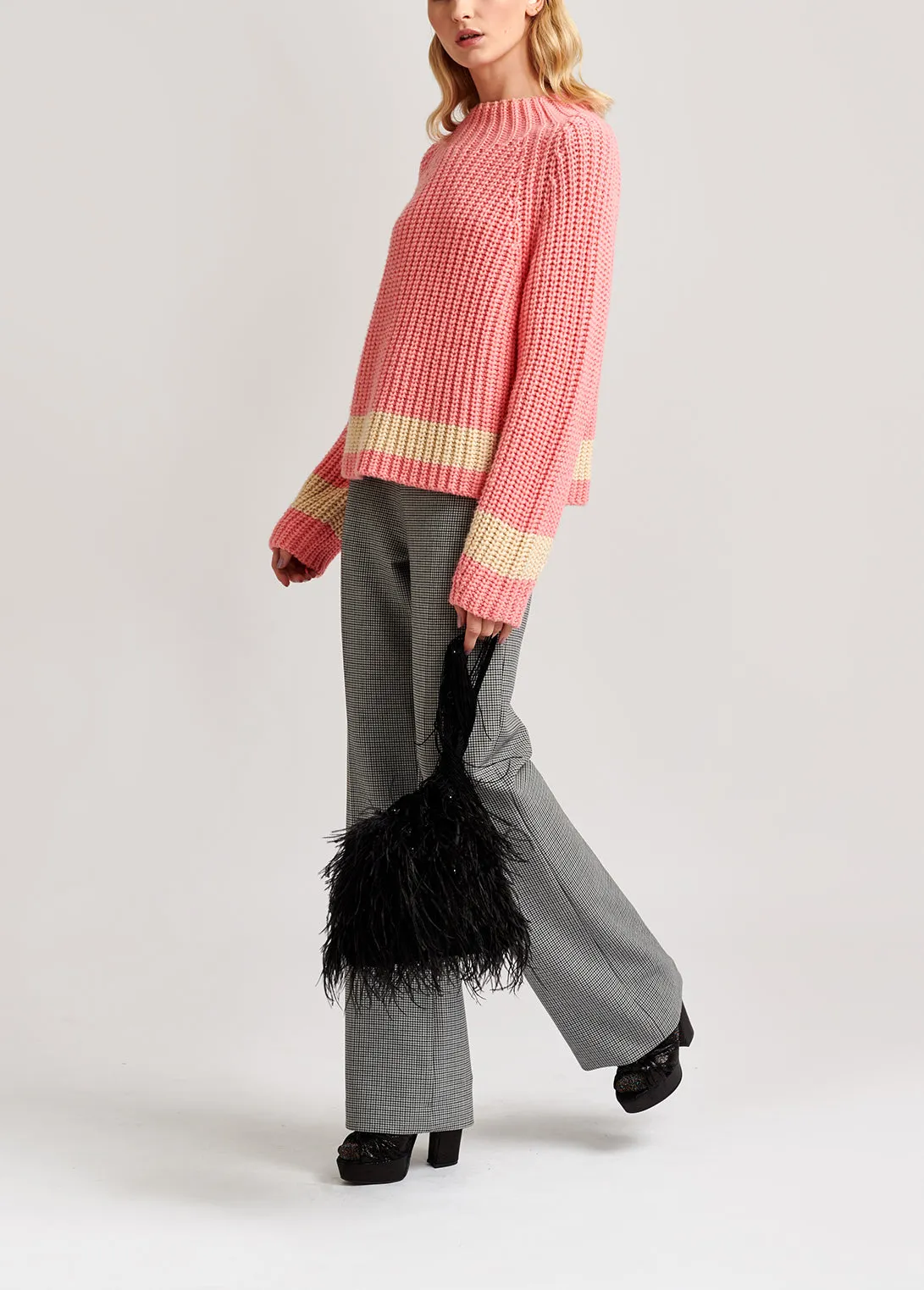 Grey houndstooth classic trousers