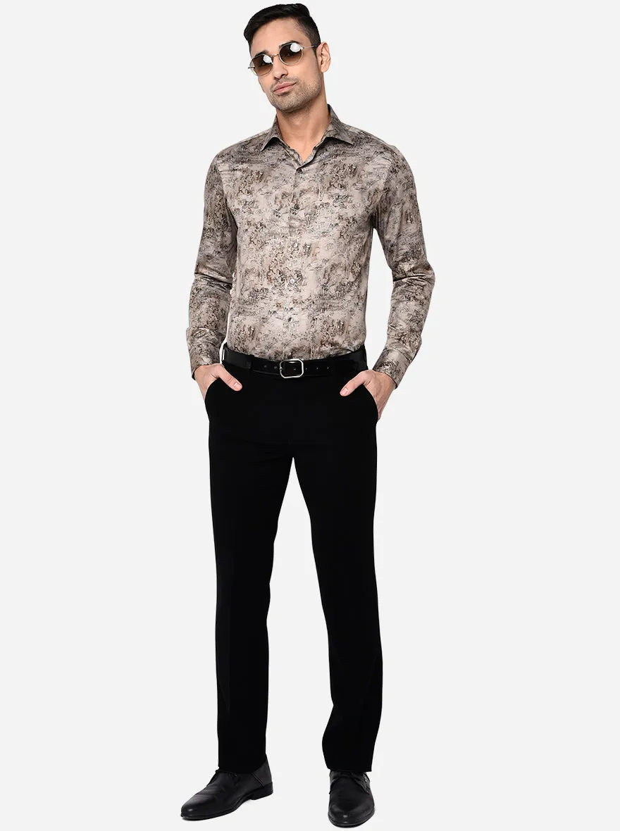 Grey Printed Slim Fit Party Wear Shirt | Wyre
