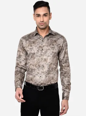 Grey Printed Slim Fit Party Wear Shirt | Wyre