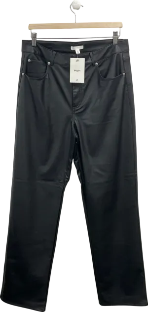 H&M Black Vegan Leather Trousers UK 18
