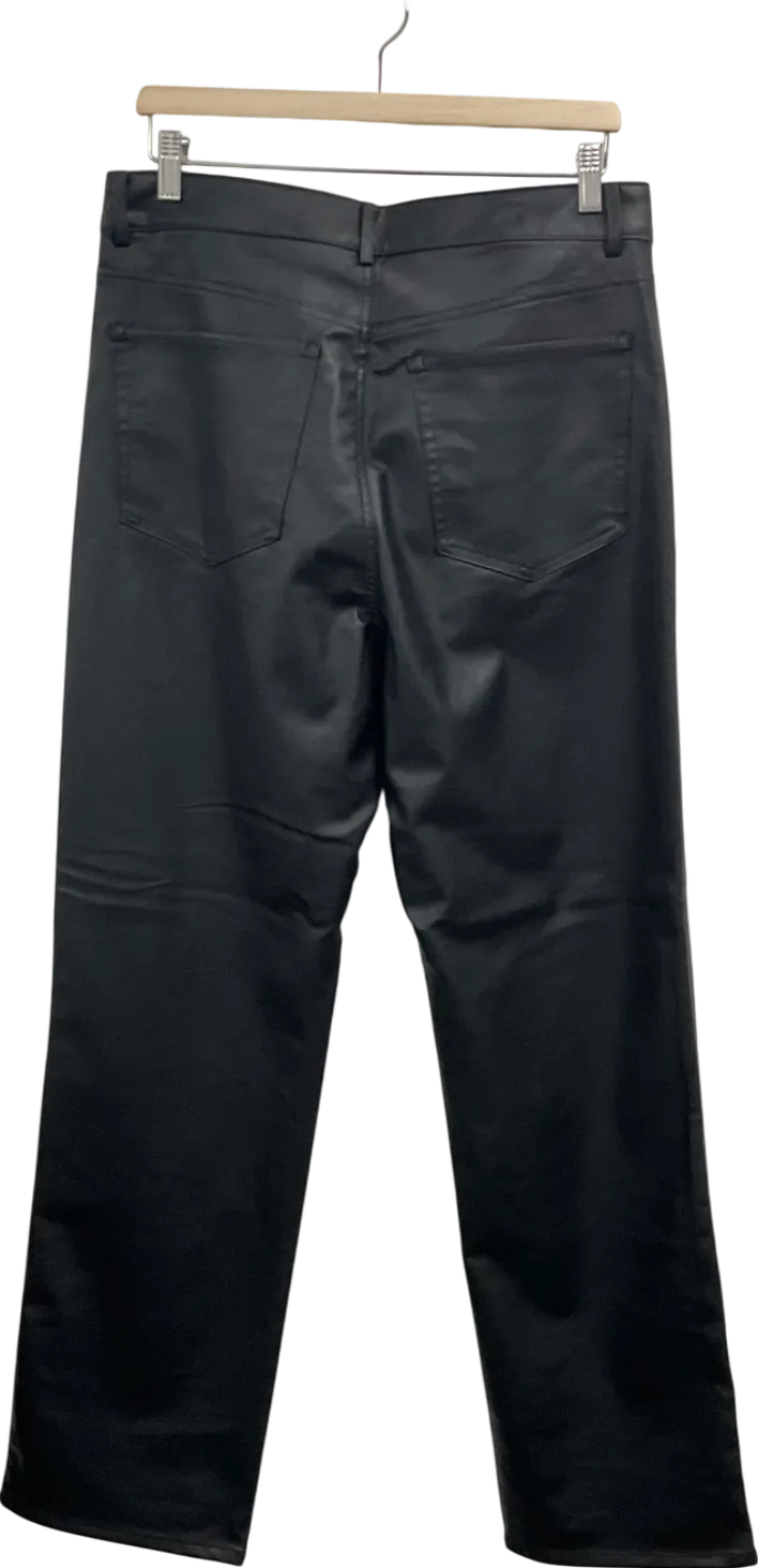 H&M Black Vegan Leather Trousers UK 18