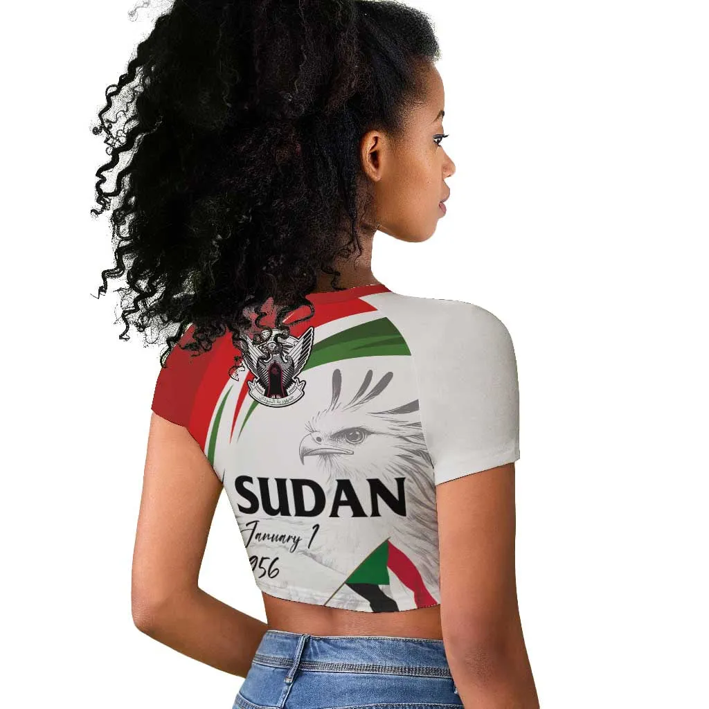 Happy Independence of Sudan Raglan Cropped T shirt Soldiers Fight for Homeland - Victory is ours LT03