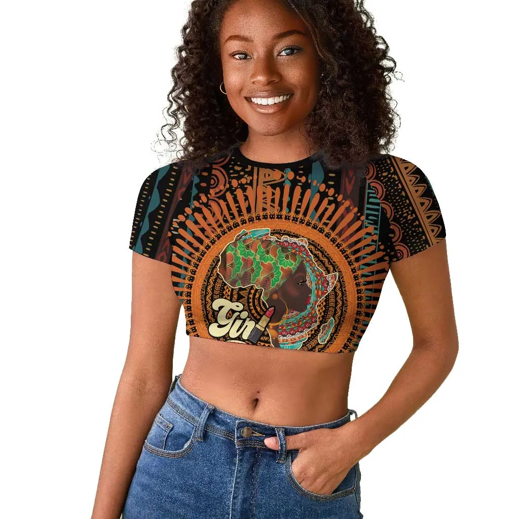 Happy International Women's Day Raglan Cropped T shirt Black Girl Power LT15