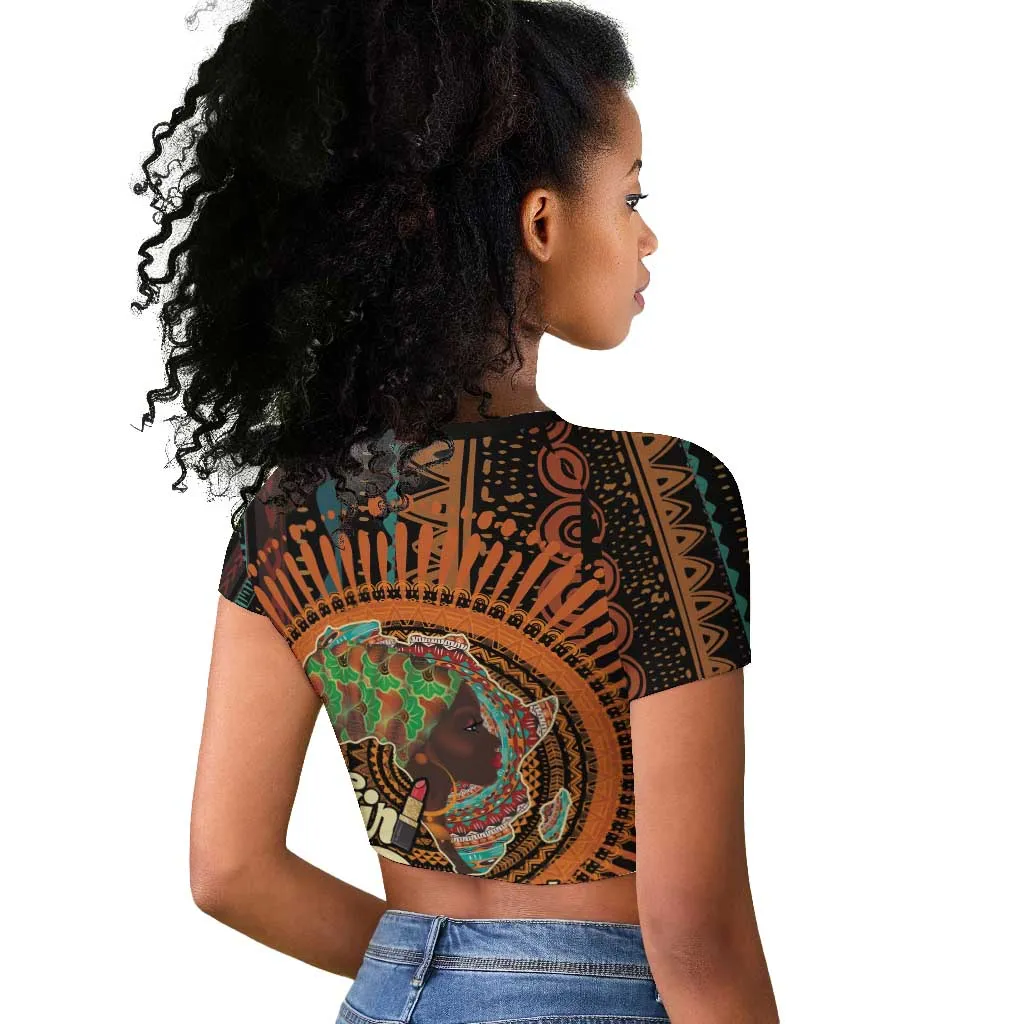 Happy International Women's Day Raglan Cropped T shirt Black Girl Power LT15