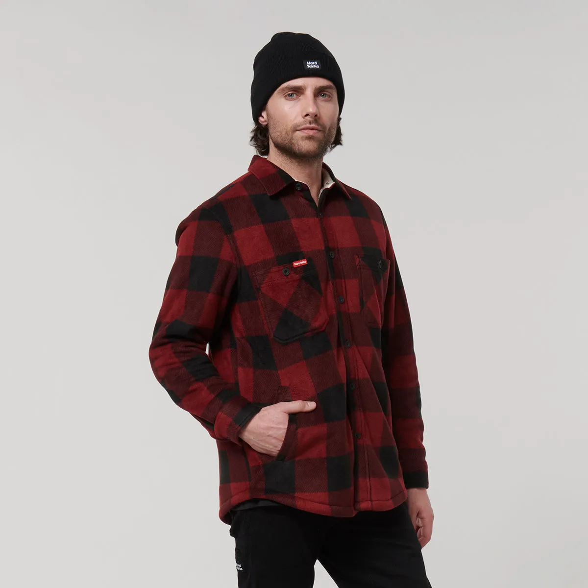 Hard Yakka Men's Legends Sherpa With Free Beanie - Burgundy