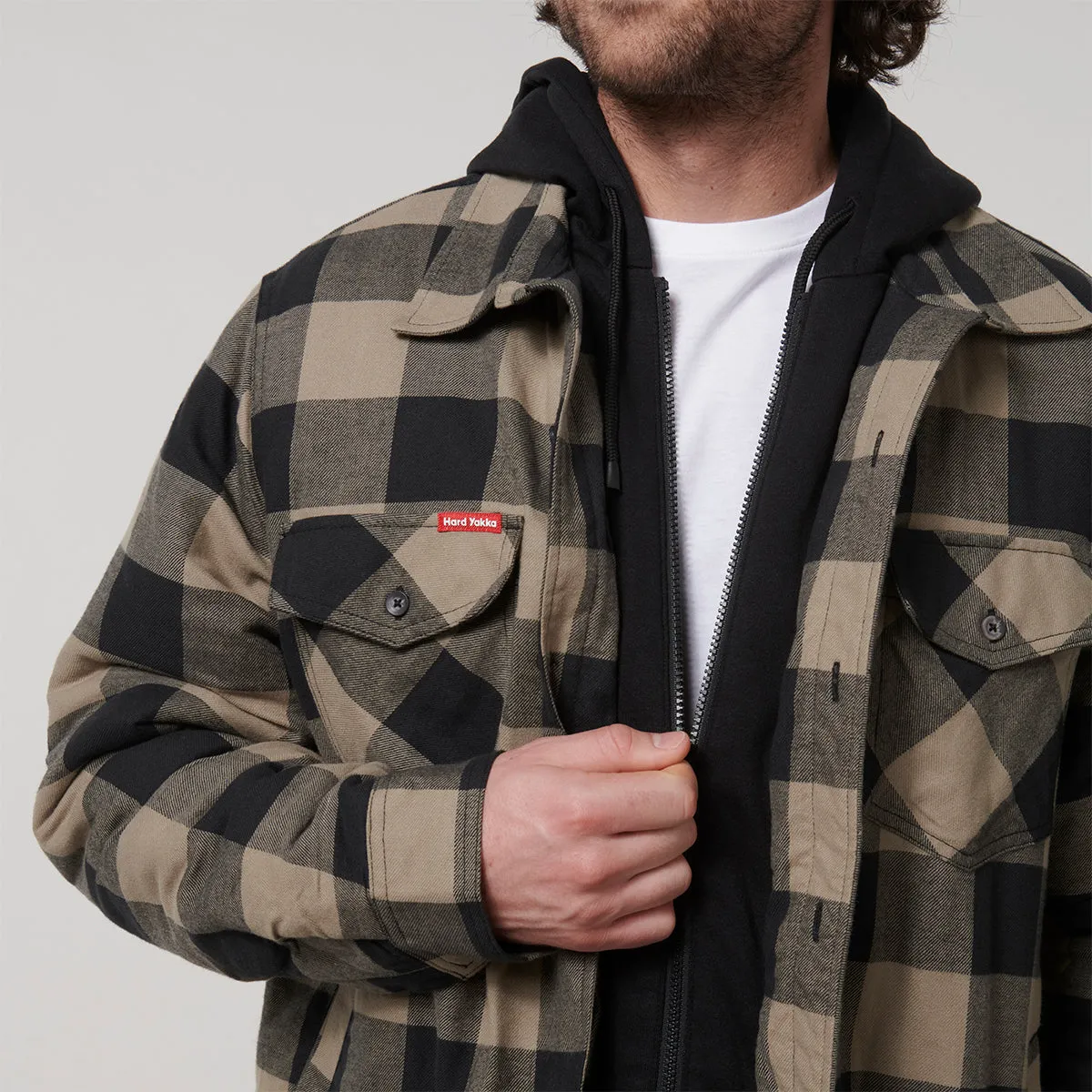 Hard Yakka Men's Quilted Shacket - Iron Bark