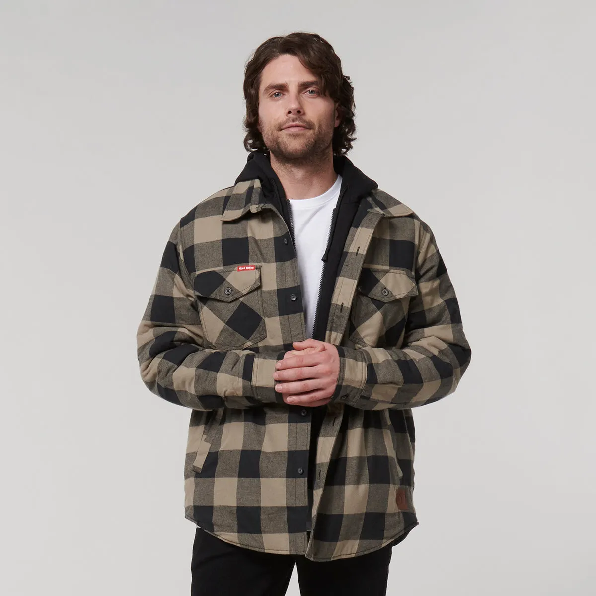 Hard Yakka Men's Quilted Shacket - Iron Bark