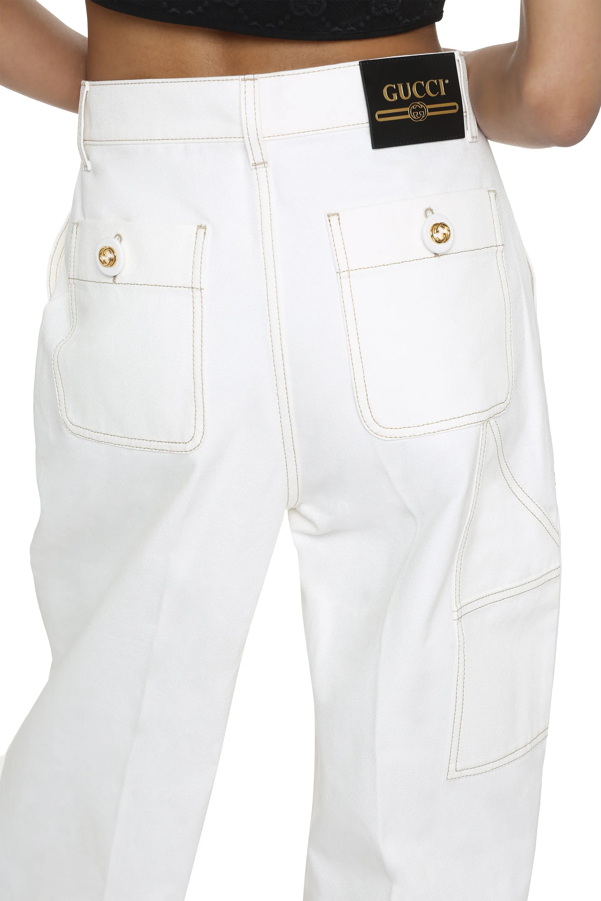 High-rise cotton trousers