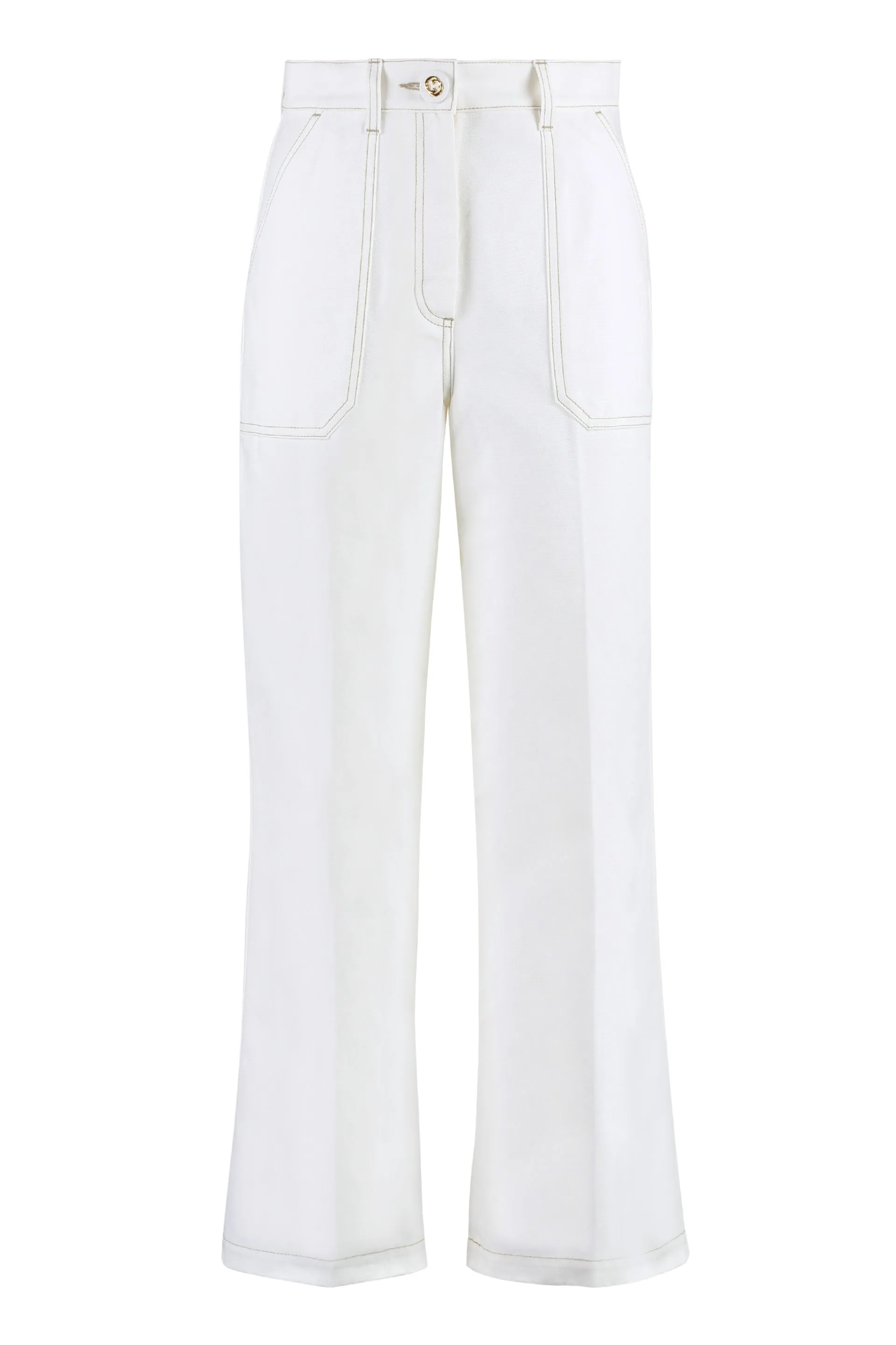 High-rise cotton trousers