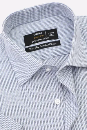 Houndstooth Check Formal Shirt (Half Sleeve)