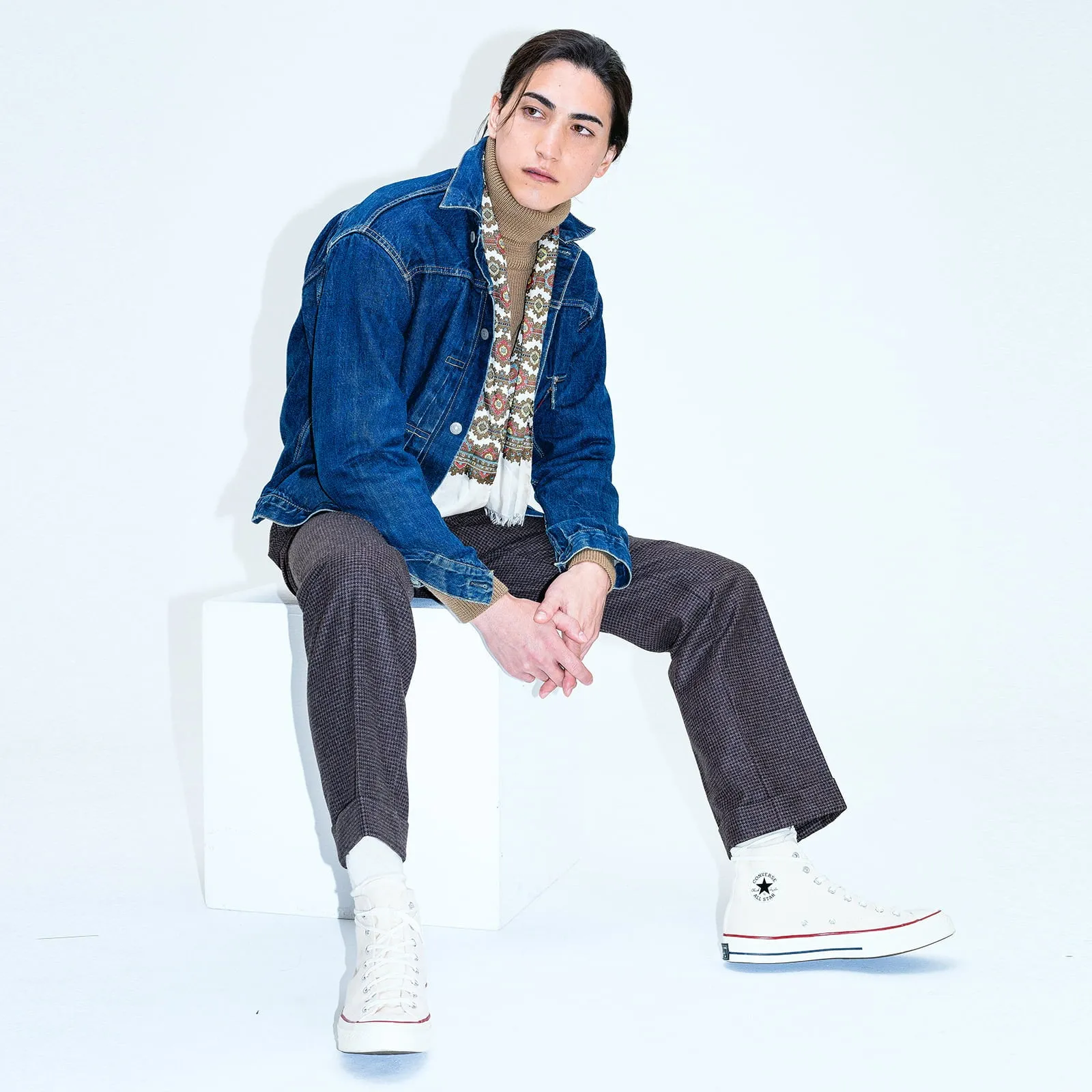 IGT HOUNDSTOOTH FLANNEL HOLLYWOOD TOP TROUSERS
