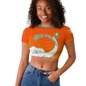 Ivory Coast Football Raglan Cropped T shirt - Go Les Elephants LT01