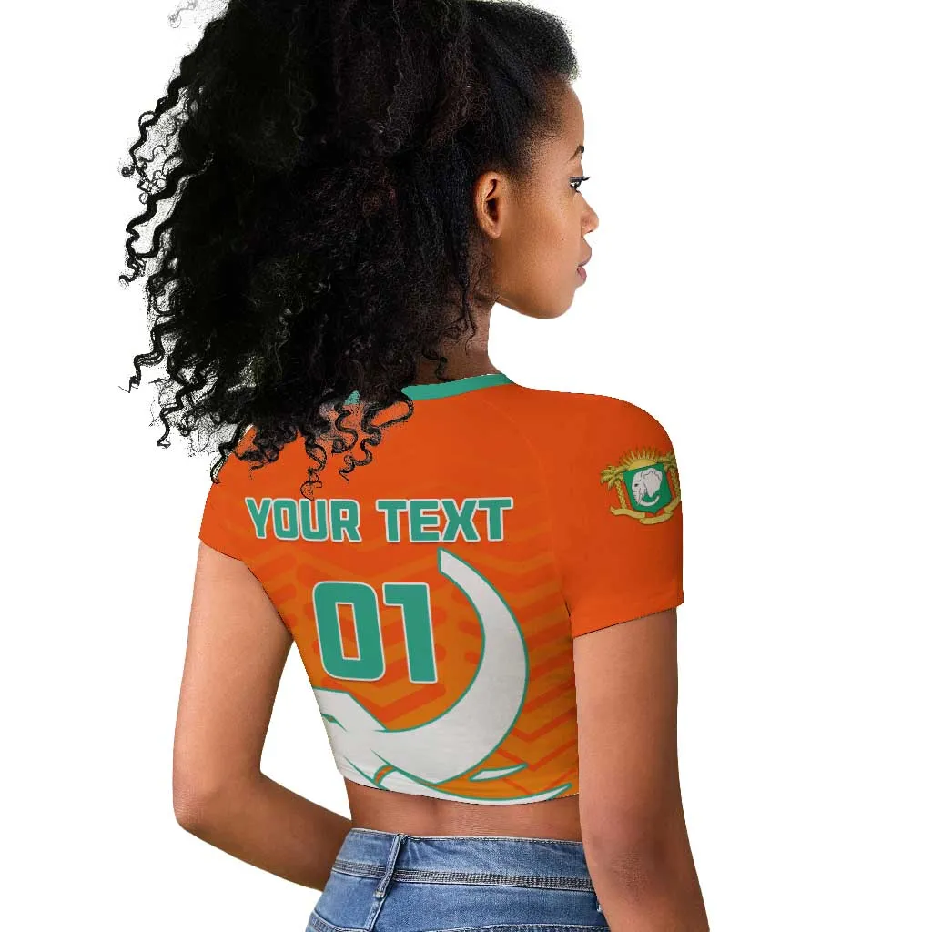 Ivory Coast Football Raglan Cropped T shirt - Go Les Elephants LT01