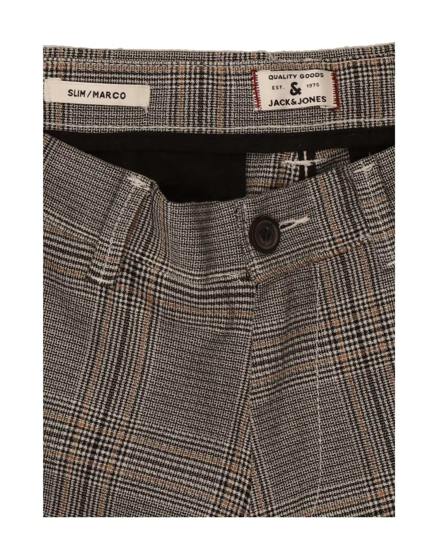 JACK & JONES Mens Marco Slim Suit Trousers W31 L27 Grey Houndstooth