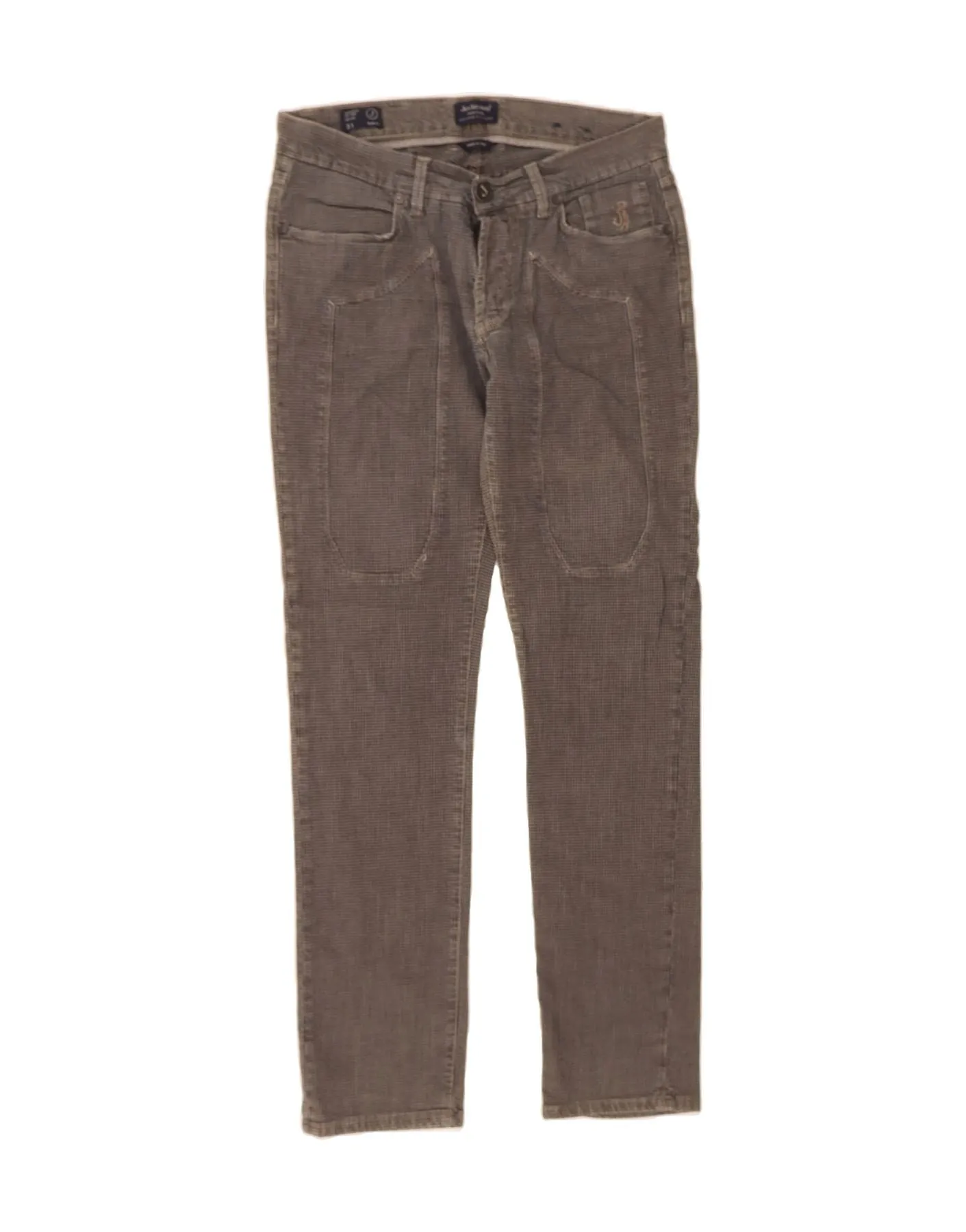 JECKERSON Womens Slim Fit Casual Trousers W31 L31 Grey Houndstooth Cotton