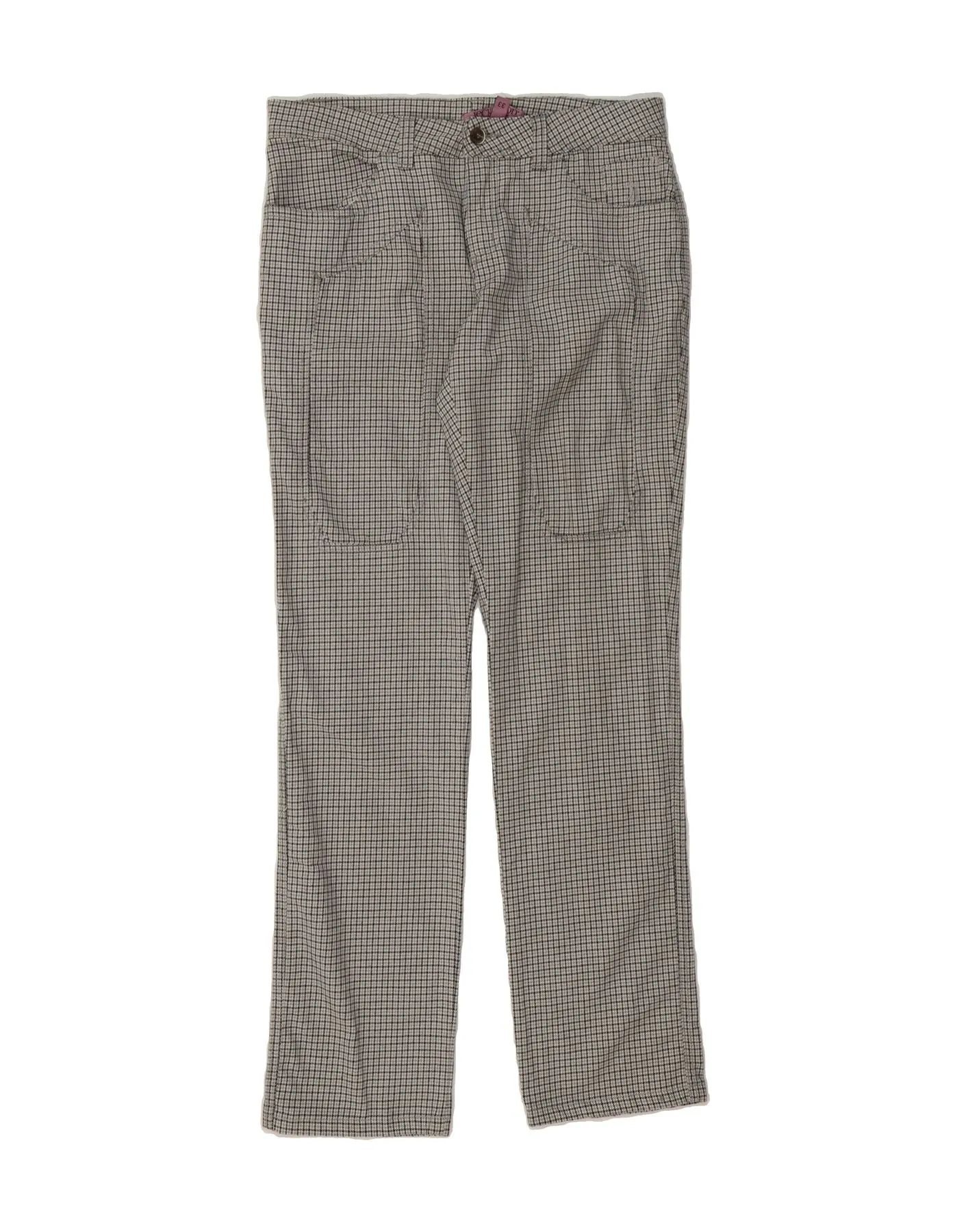JECKERSON Womens Straight Casual Trousers W33 L33  Grey Houndstooth Cotton