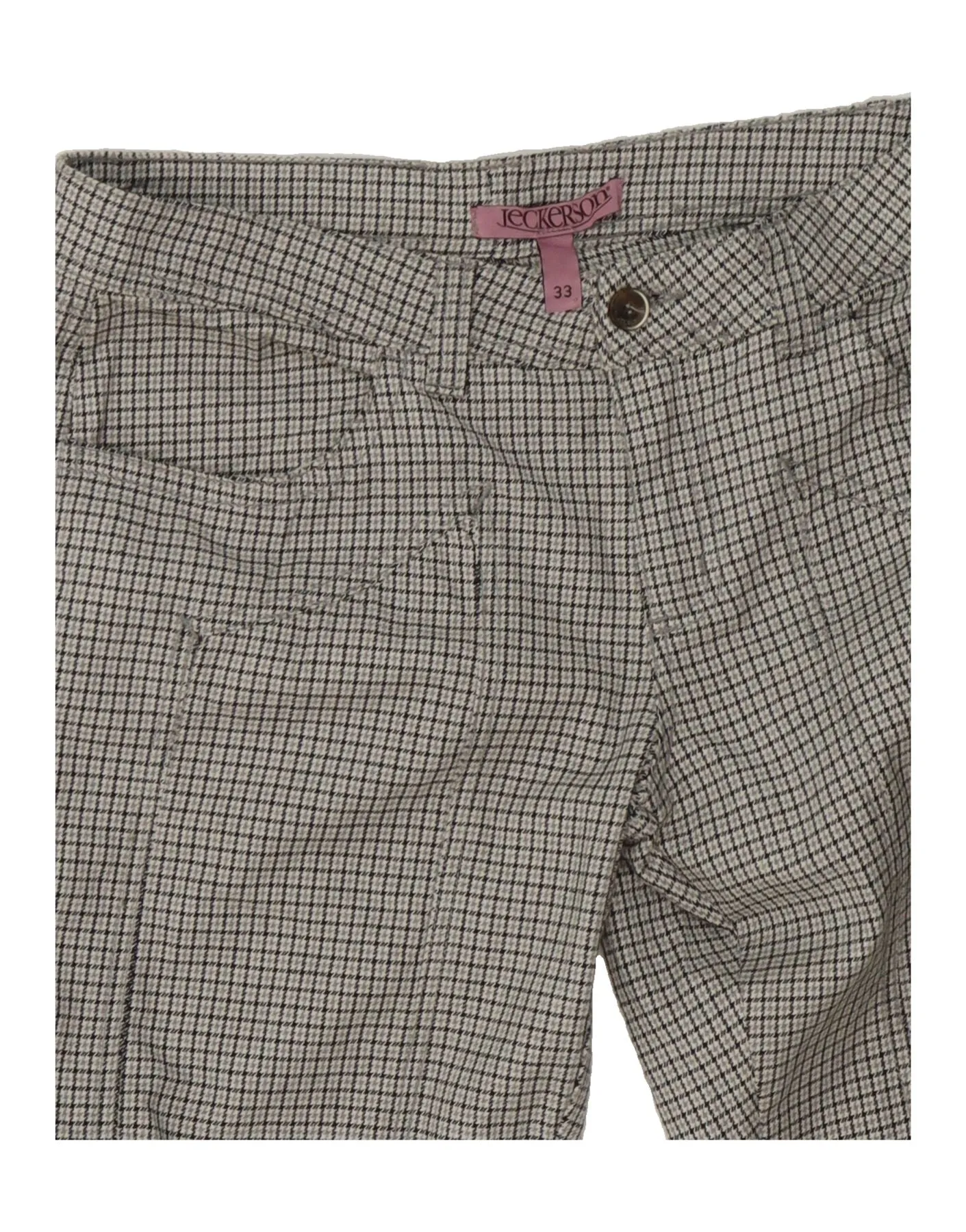 JECKERSON Womens Straight Casual Trousers W33 L33  Grey Houndstooth Cotton