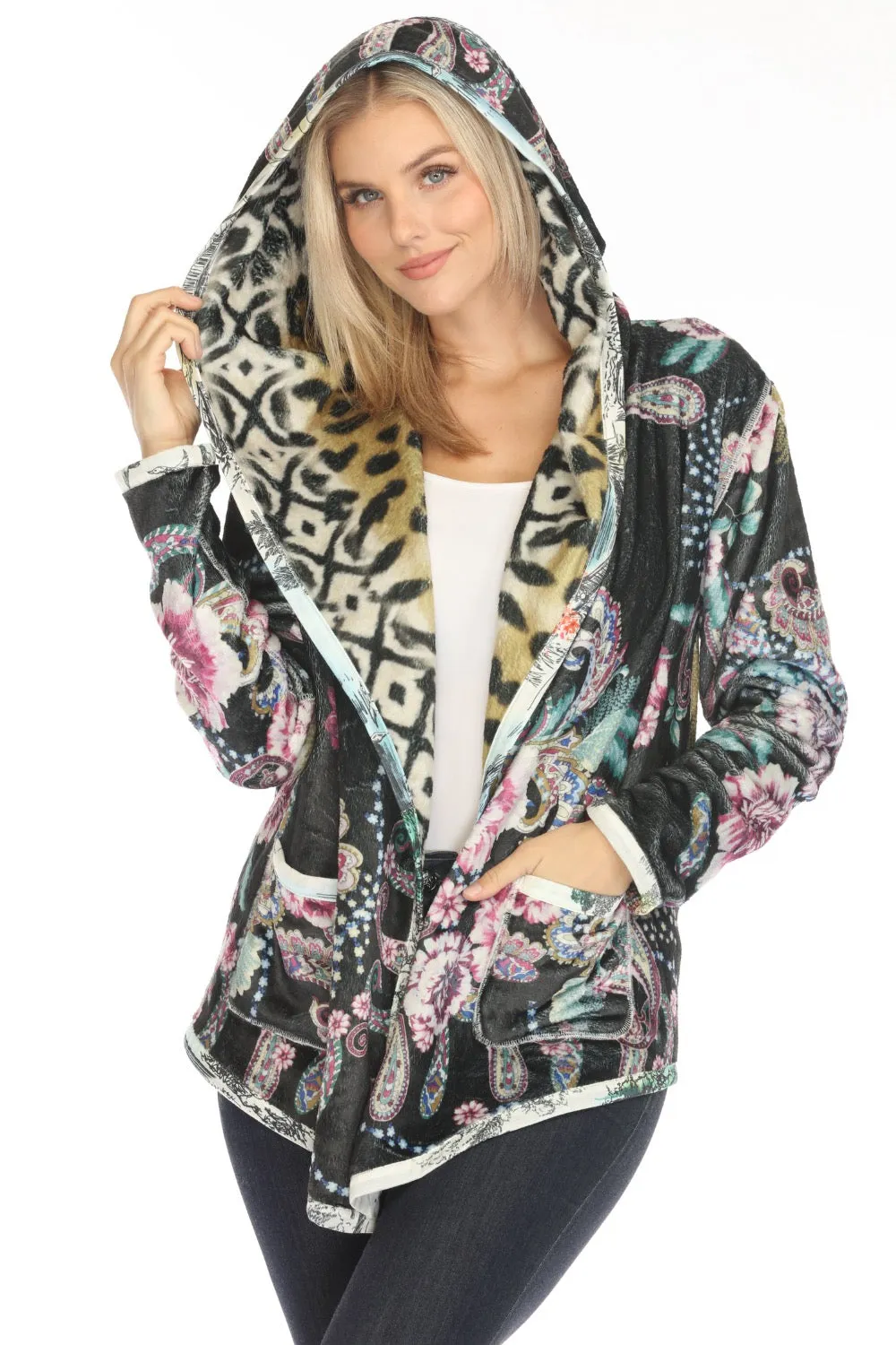 Johnny Was Biya Joan Hooded Reversible Sherpa Jacket B43824-O