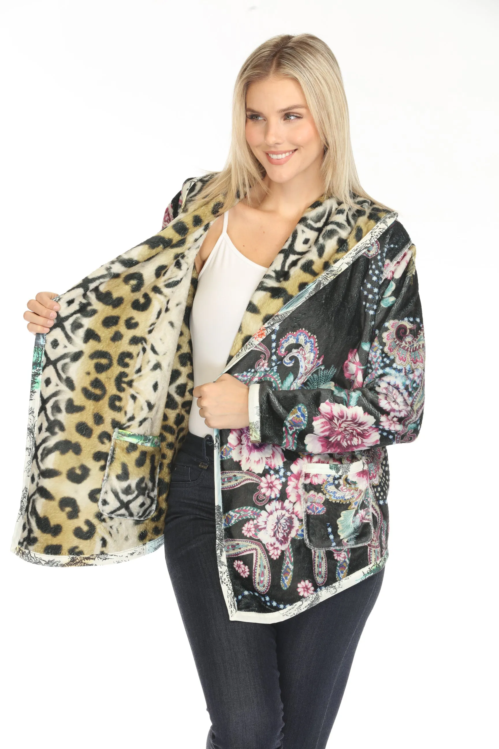 Johnny Was Biya Joan Hooded Reversible Sherpa Jacket B43824-O