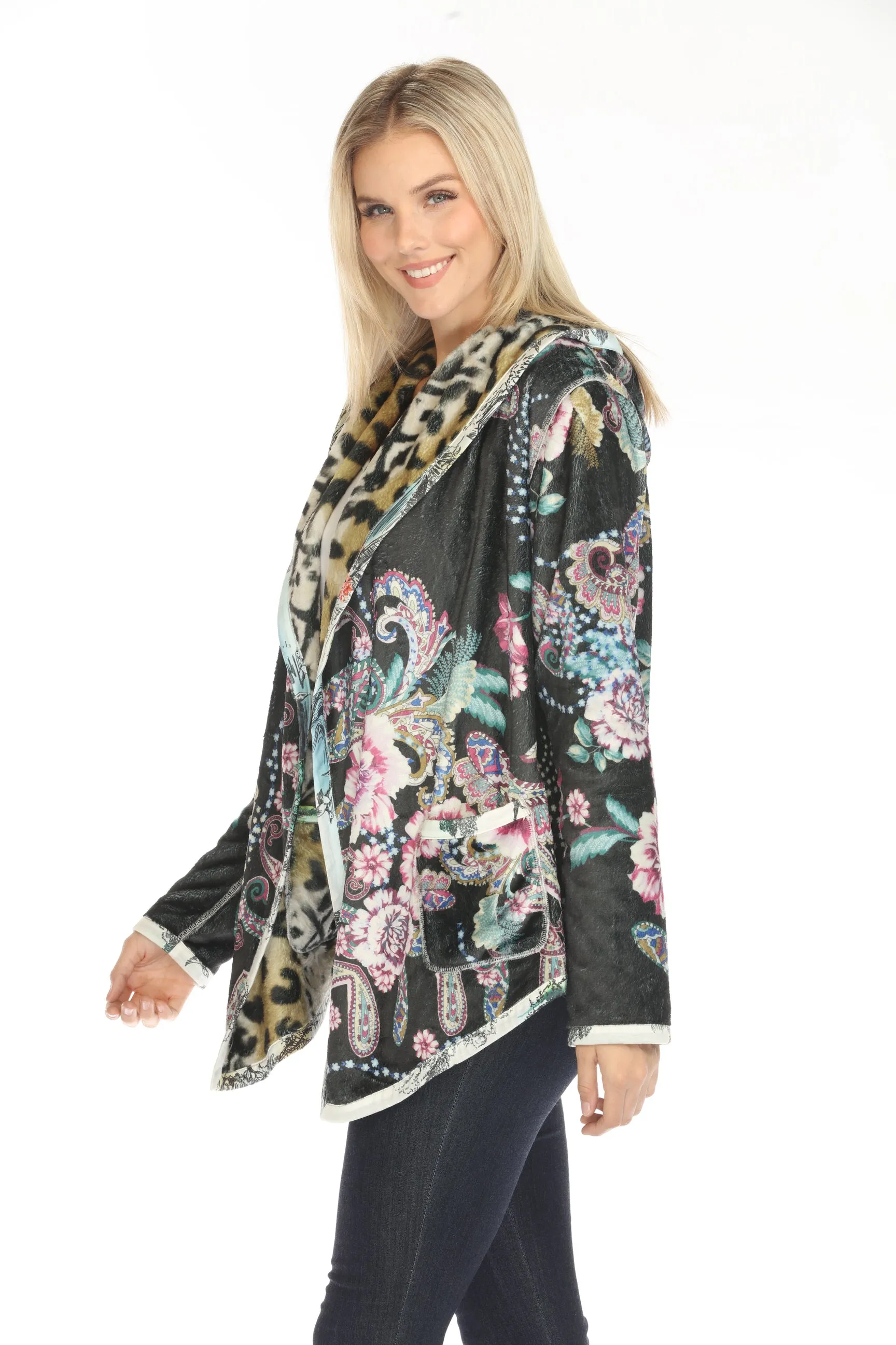Johnny Was Biya Joan Hooded Reversible Sherpa Jacket B43824-O