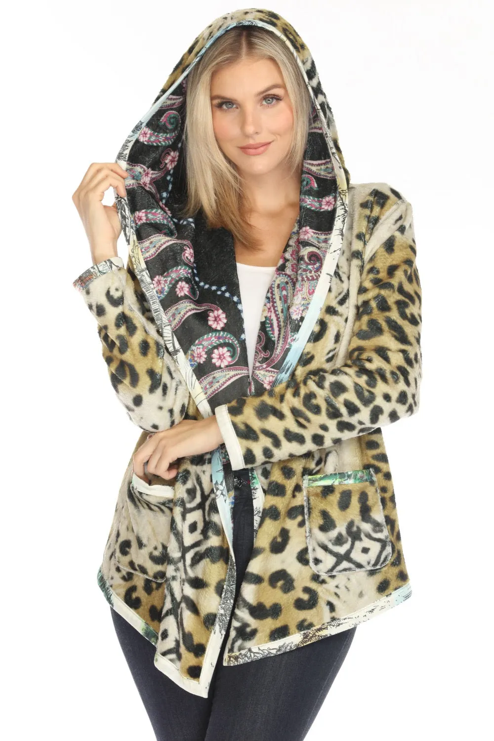 Johnny Was Biya Joan Hooded Reversible Sherpa Jacket B43824-O