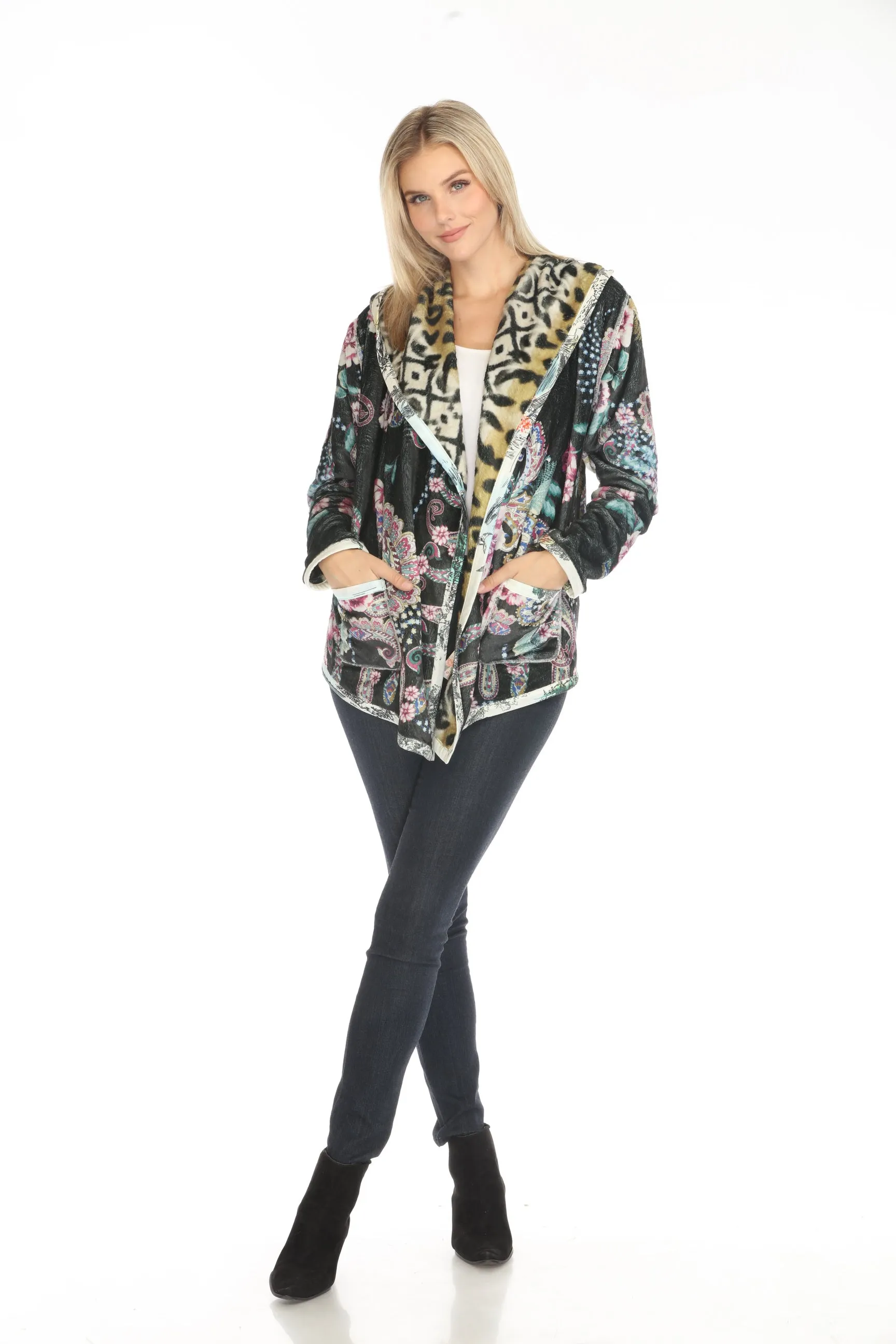 Johnny Was Biya Joan Hooded Reversible Sherpa Jacket B43824-O