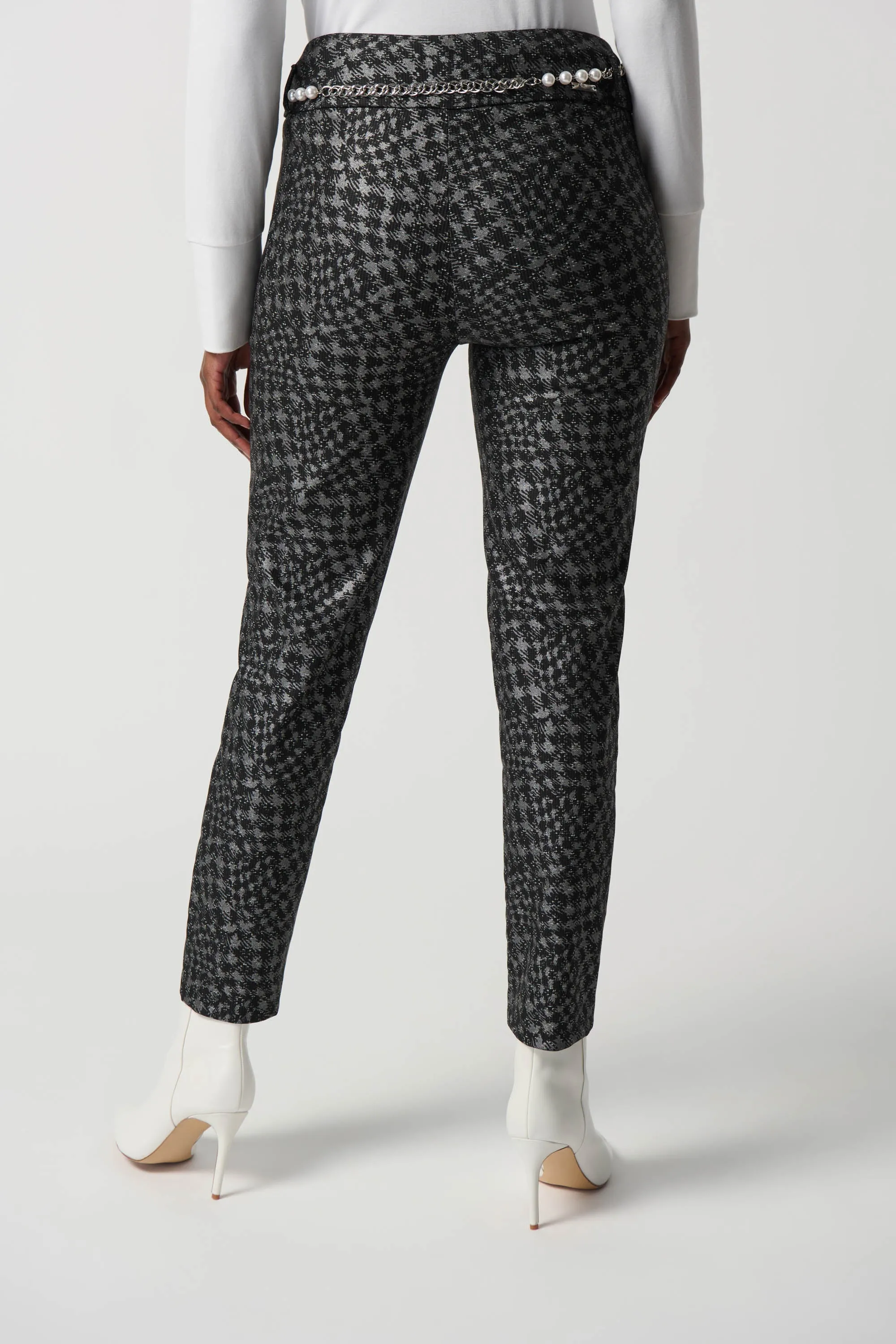 Joseph Ribkoff Houndstooth Pull-On Pants with Pearl Belt Jr234101