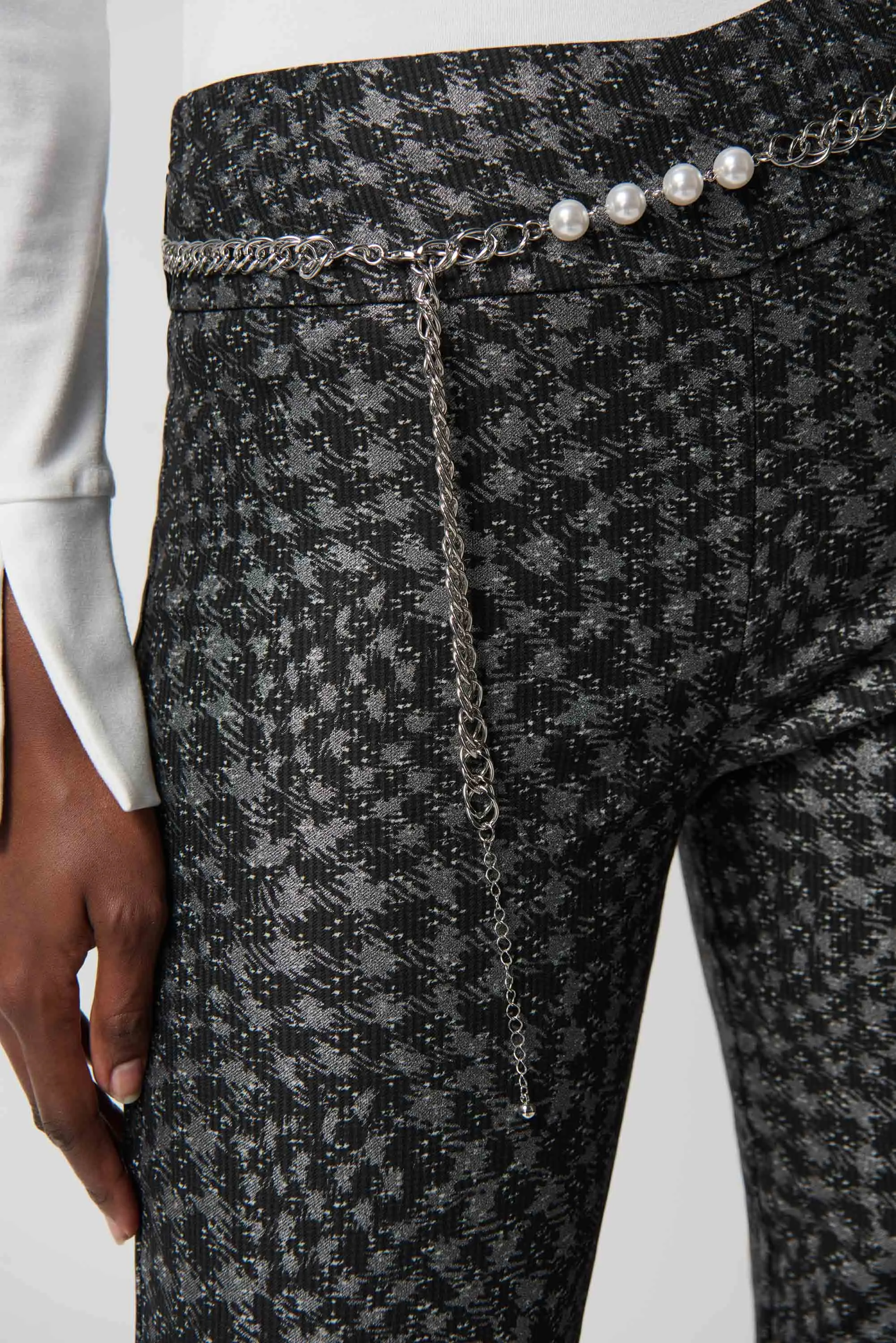 Joseph Ribkoff Houndstooth Pull-On Pants with Pearl Belt Jr234101