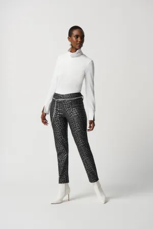 Joseph Ribkoff Houndstooth Pull-On Pants with Pearl Belt Jr234101