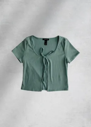July Ribbed Front-Tie Top - Sage