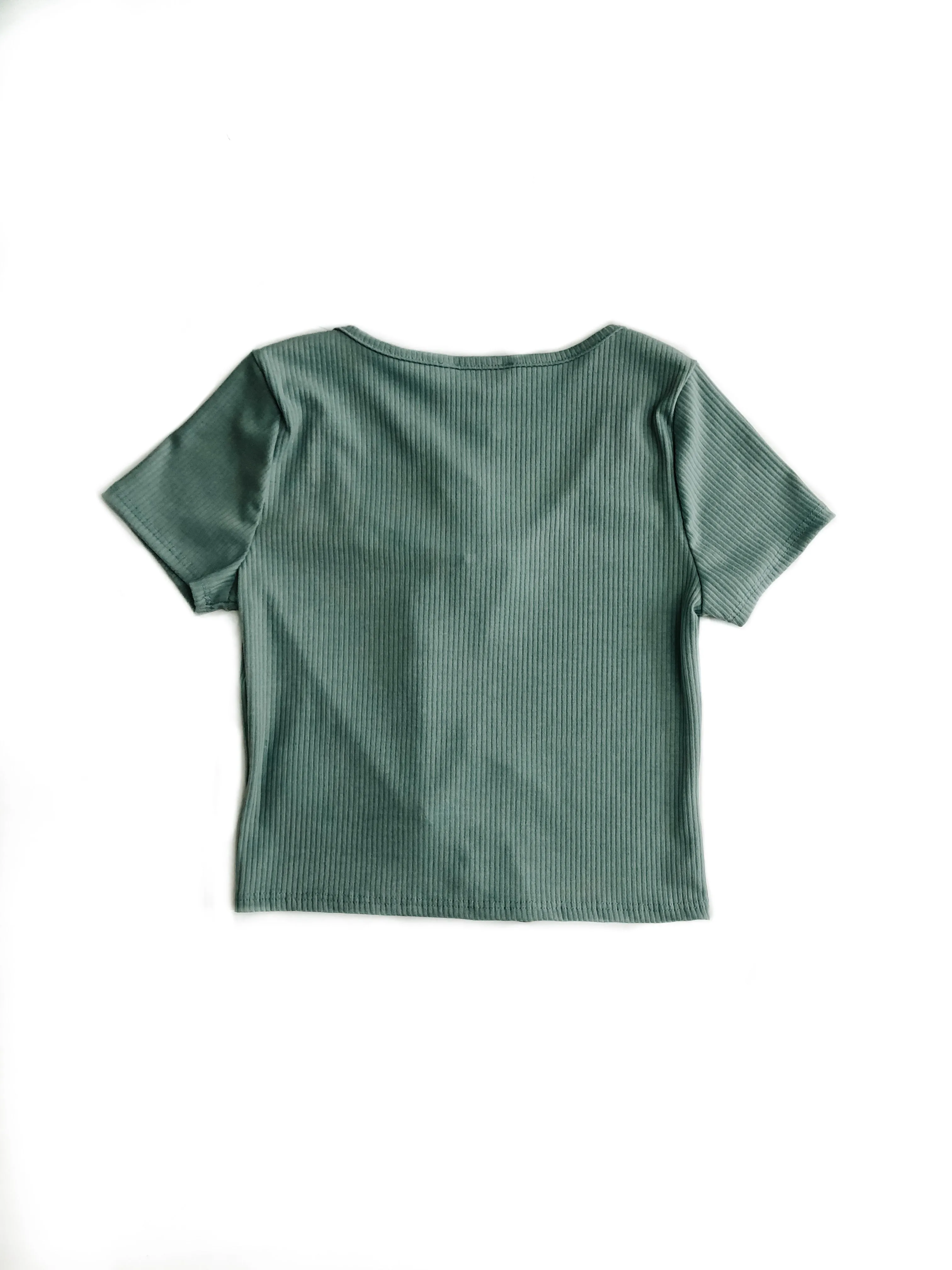 July Ribbed Front-Tie Top - Sage