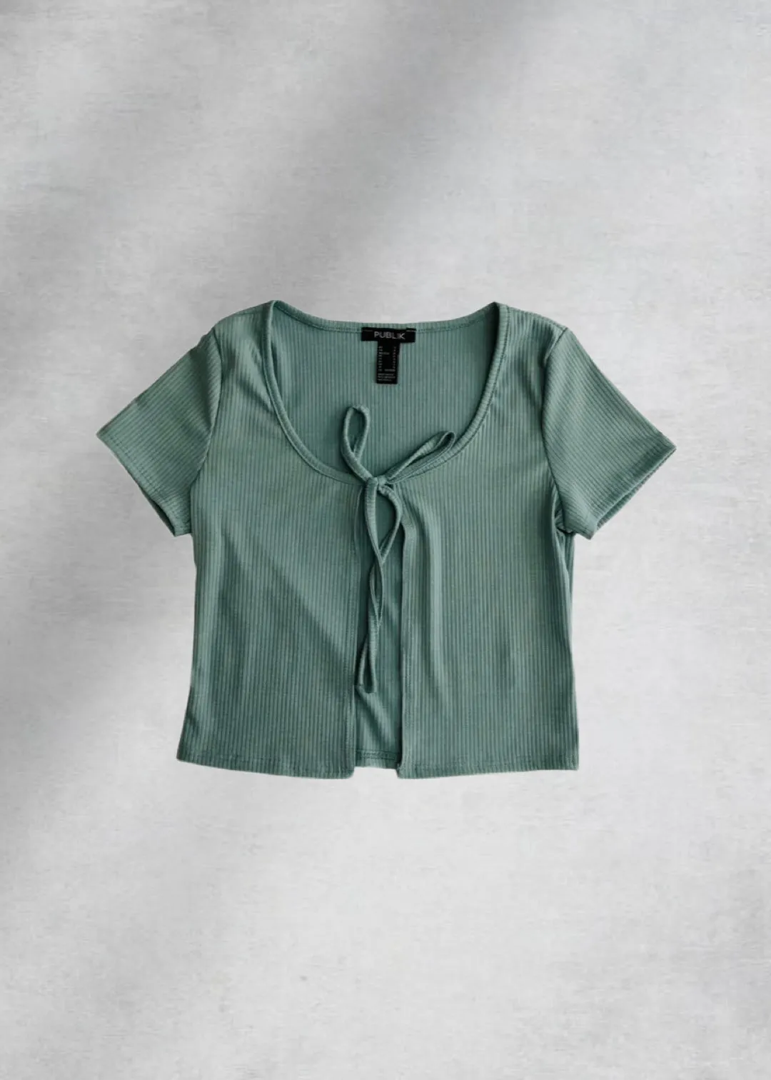 July Ribbed Front-Tie Top - Sage