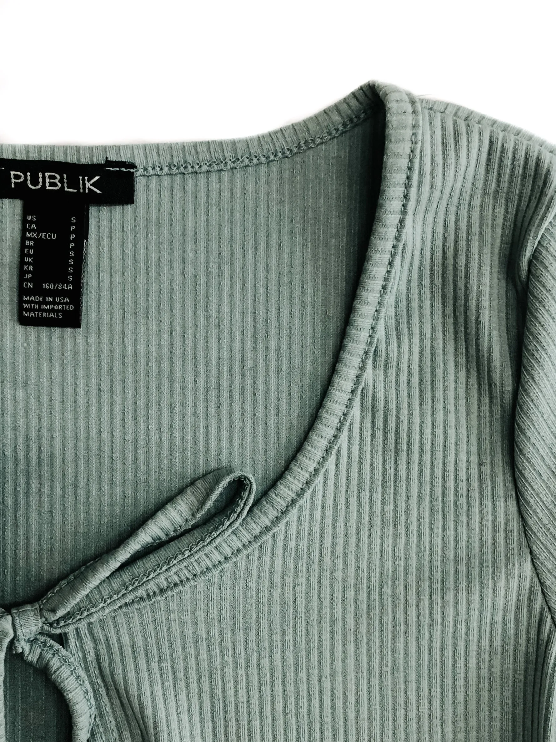July Ribbed Front-Tie Top - Sage