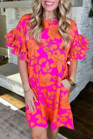 KaleaBoutique Voluminous Ruffled Sleeve Floral Dress