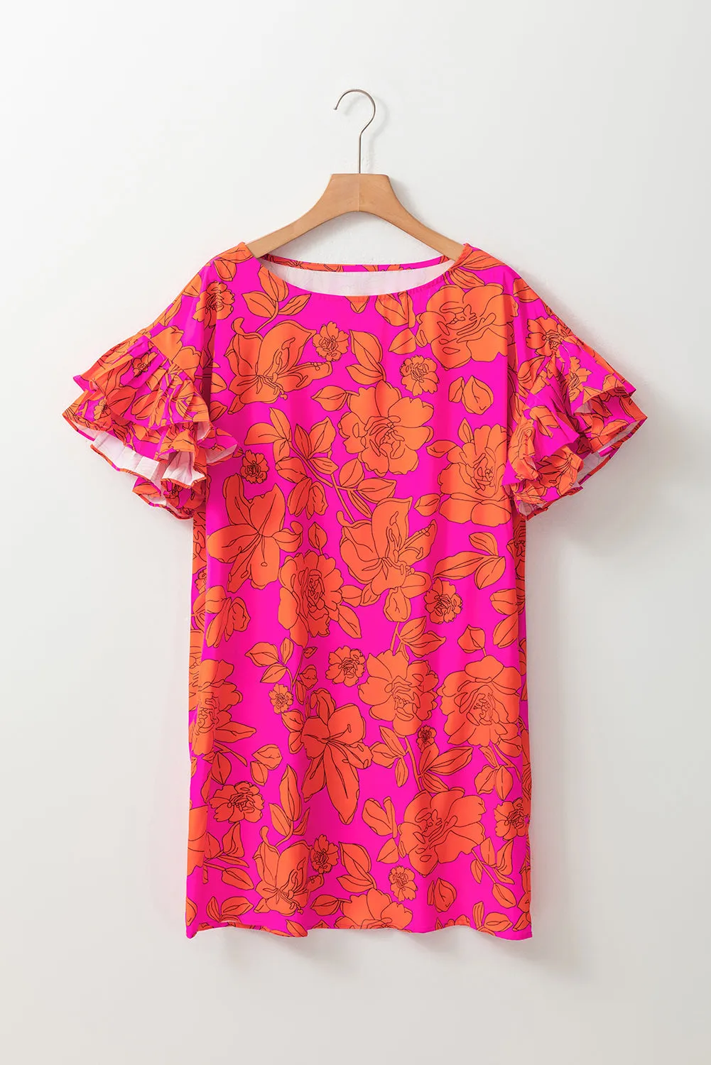 KaleaBoutique Voluminous Ruffled Sleeve Floral Dress