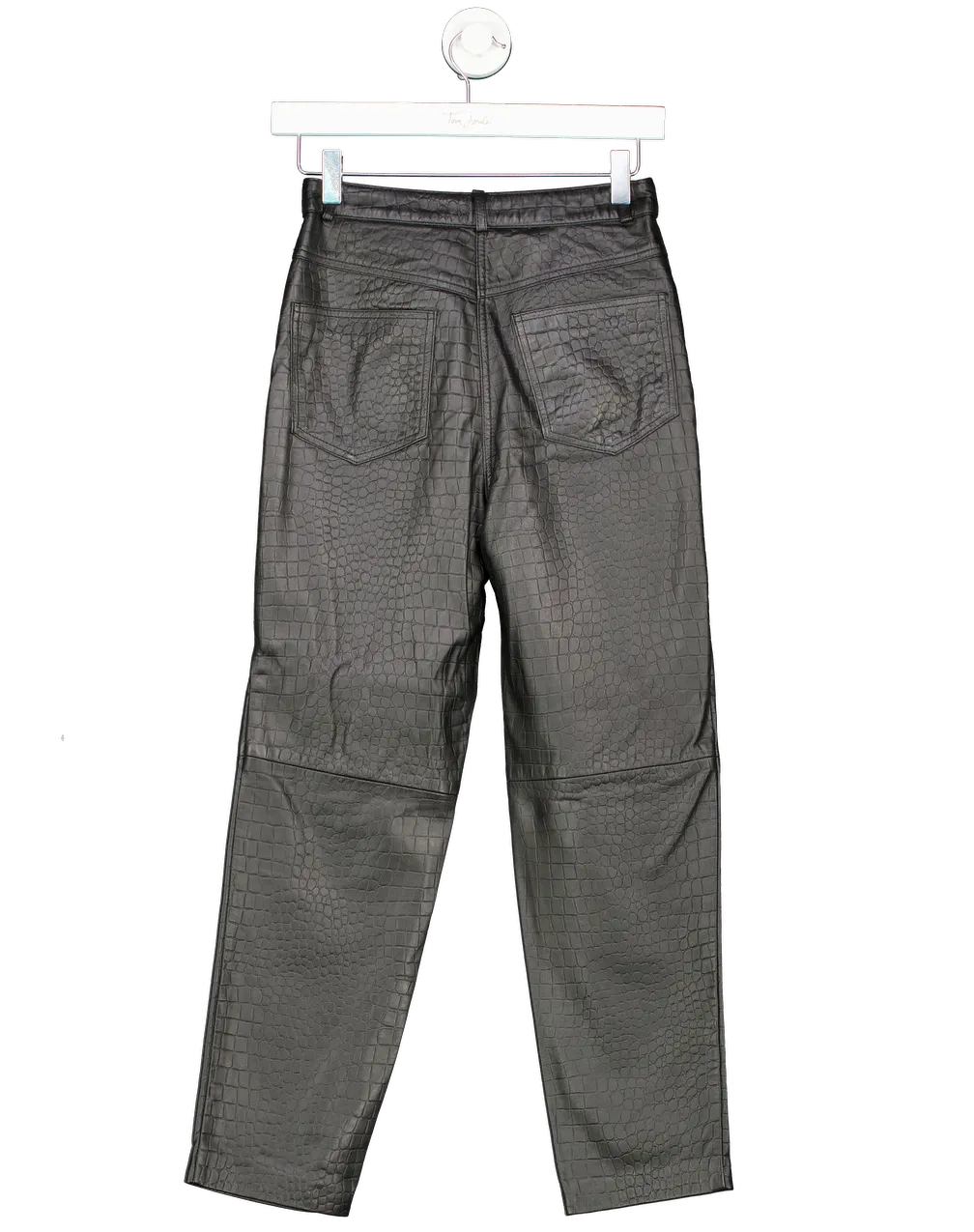 Karen Millen Black Leather Croc Texture Slim Leg Trouser UK 8