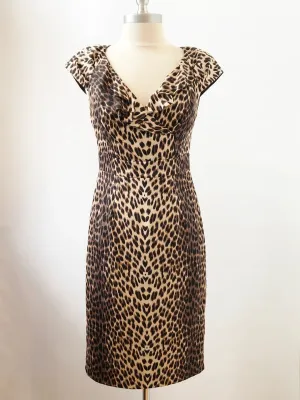 Kay Unger Silk Leopard Print Dress Size 2