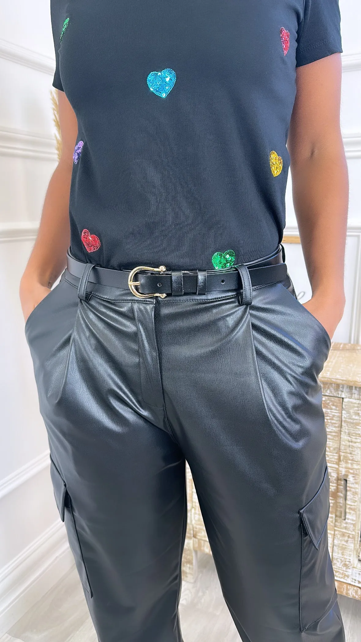 Keeva Black Leather Jeans Belt