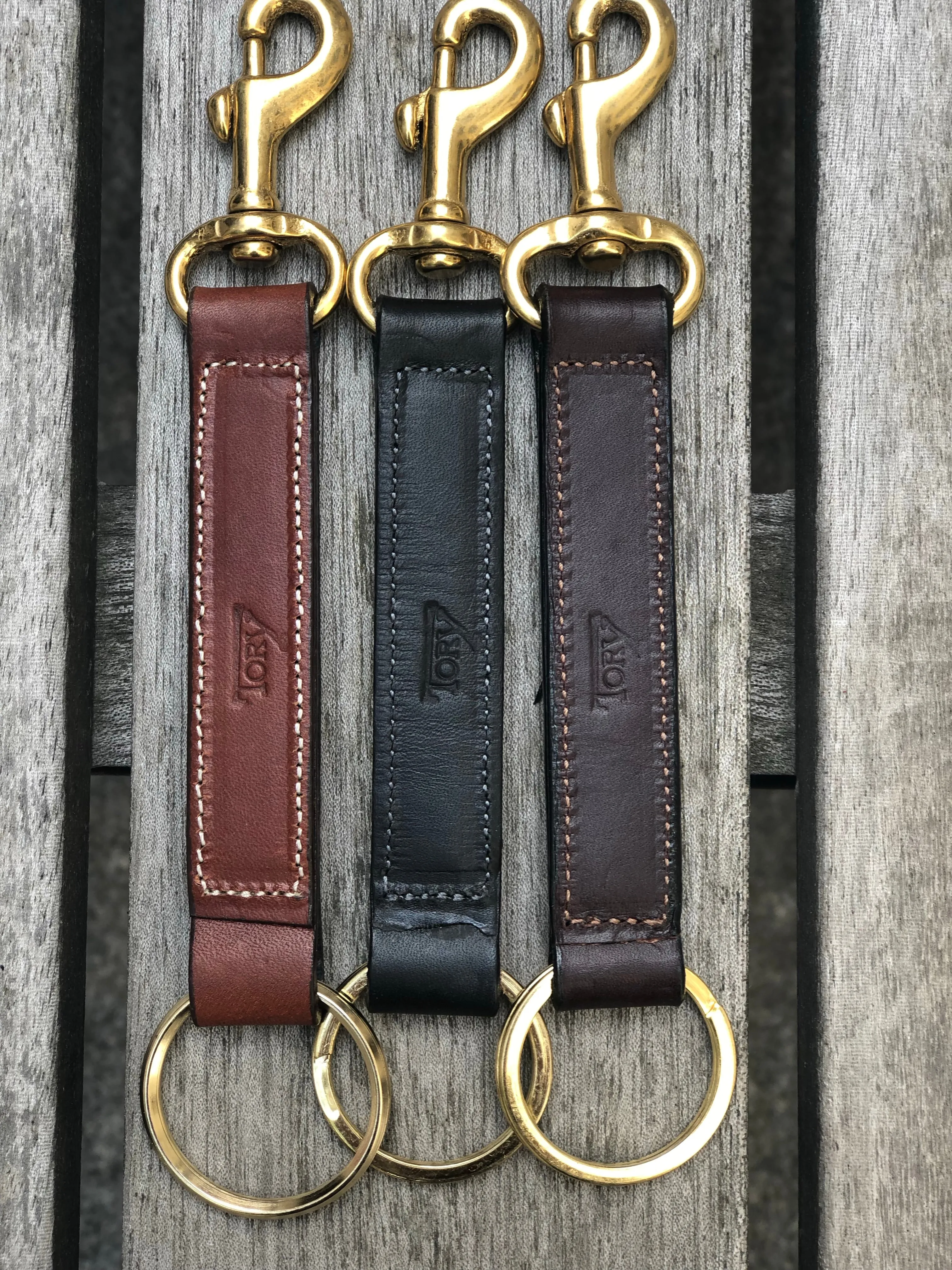 Keyring Strap With Brass Snap in Havanna