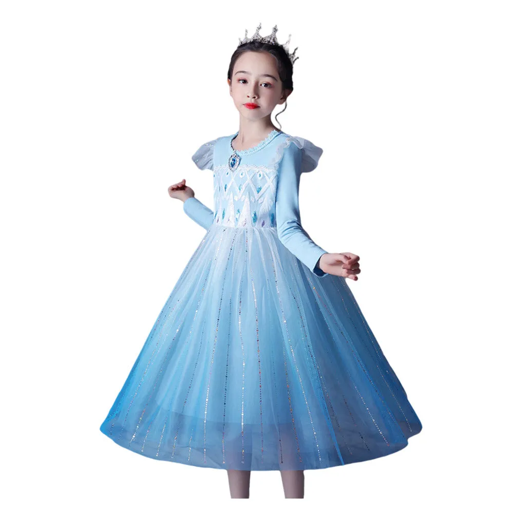 Kids Girls Elsa Cosplay  Costume Dress Outfits Halloween Carnival Suit
