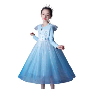 Kids Girls Elsa Cosplay  Costume Dress Outfits Halloween Carnival Suit