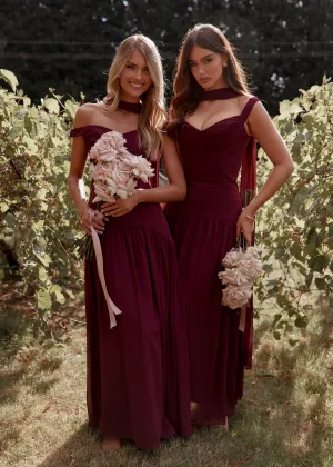 Kirah Off Shoulder Maxi Dress - Wine