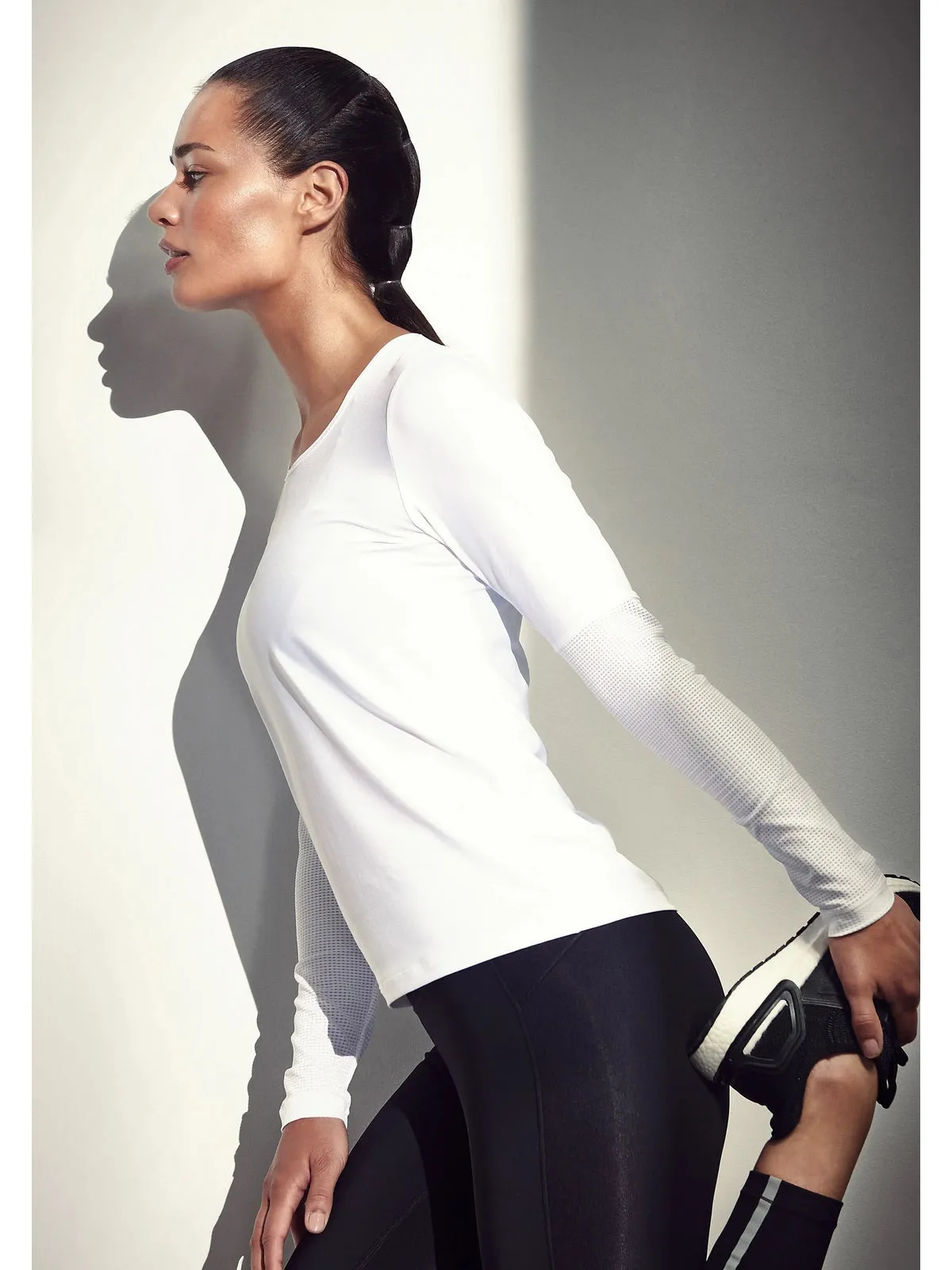 Koszulka CASALL Essential Mesh Detail Long Sleeve biały