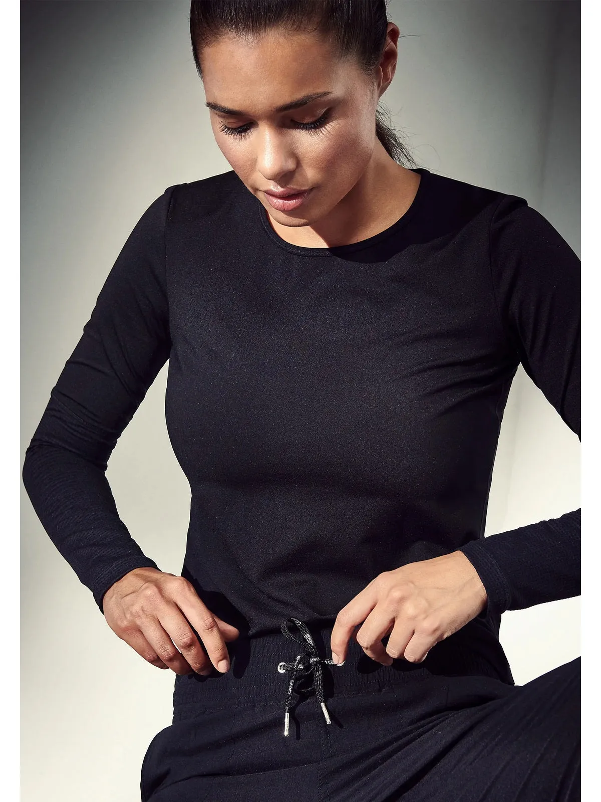 Koszulka sportowa damska CASALL Essential Mesh Detail Long Sleeve czarny